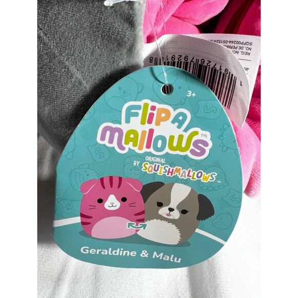 Squishmallows Flipamallows 8" Geraldine & Mali Cat Dog Original Plush New NWT - Picture 10 of 13